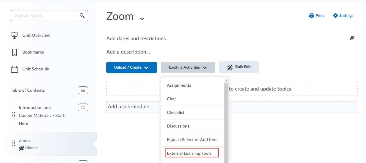 Select External learning Tools