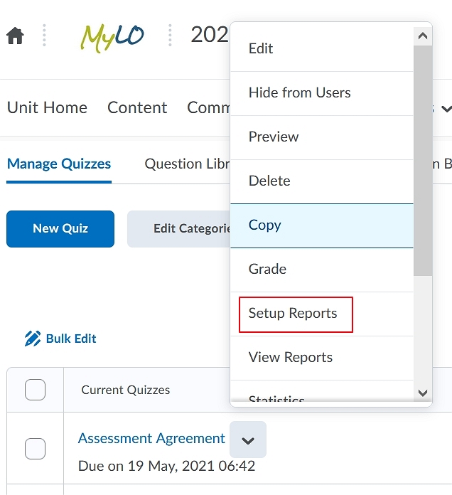 Set Up reports