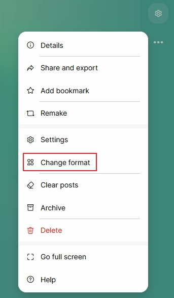 Change format