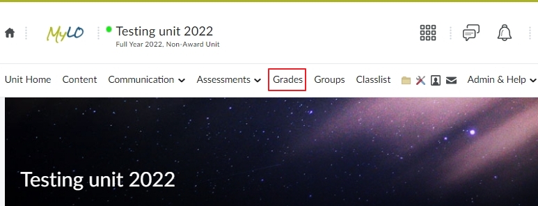 Grades in navbar