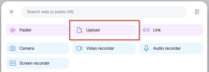 Select upload option