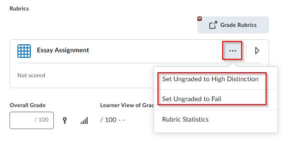 Set ungraded rubric to HD or Fail