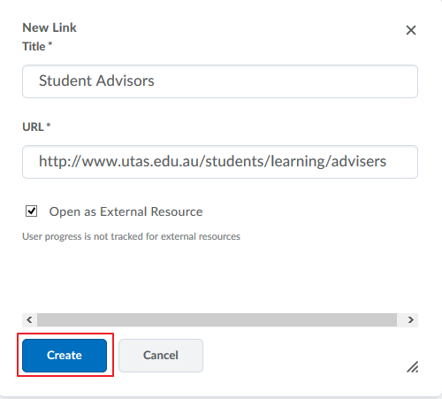 Put in the Title and URL and press Create