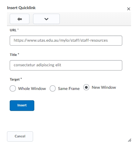 Add the URL and Press Insert