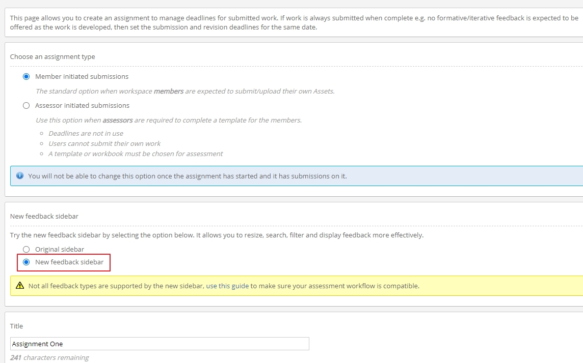 Select new sidebar