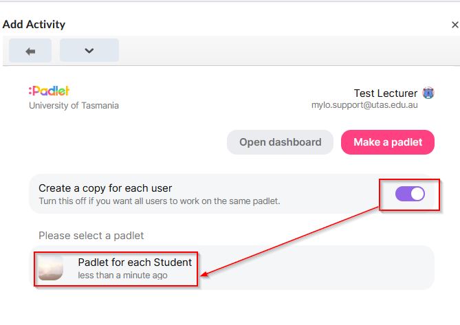 Create for each student