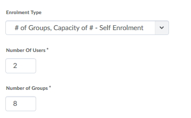 Choose the number of groups, self Enrolment type