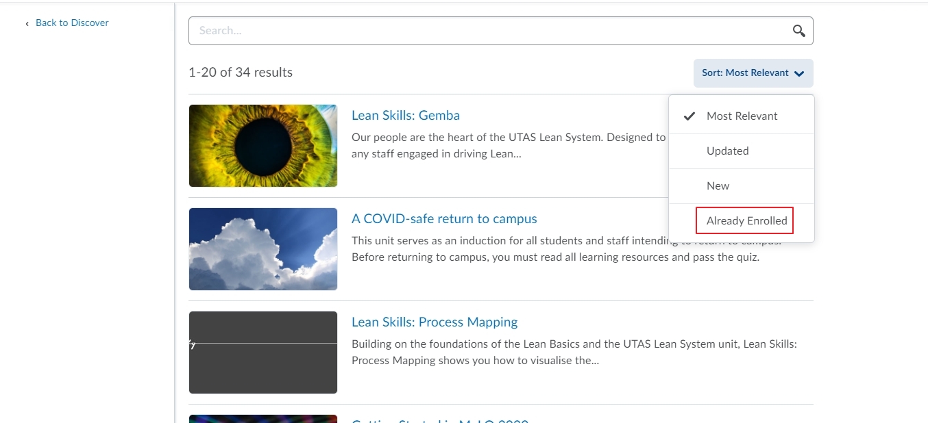 Change your filter to show units enrolled in