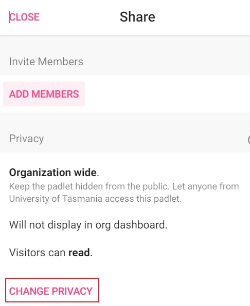 Change Privacy