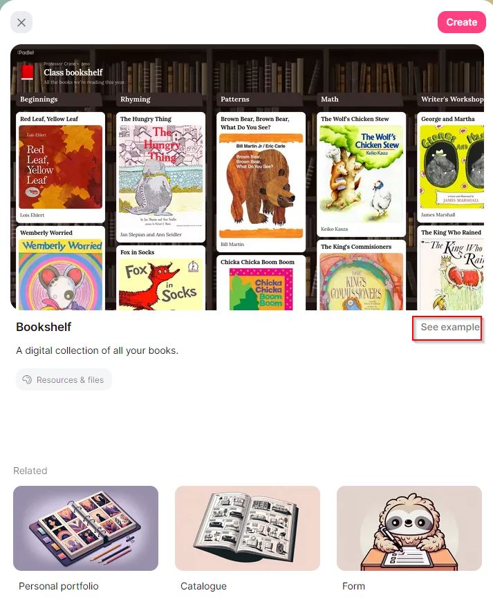 Example of padlet