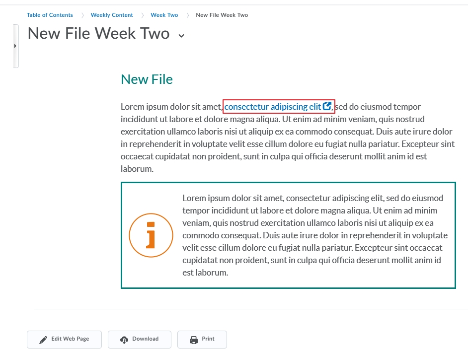 The link will now appear in your HTML file