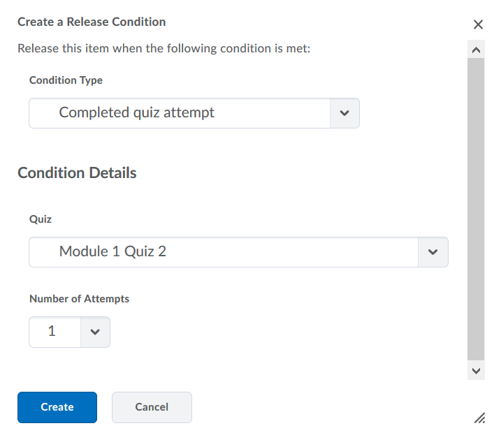 Set release conditions