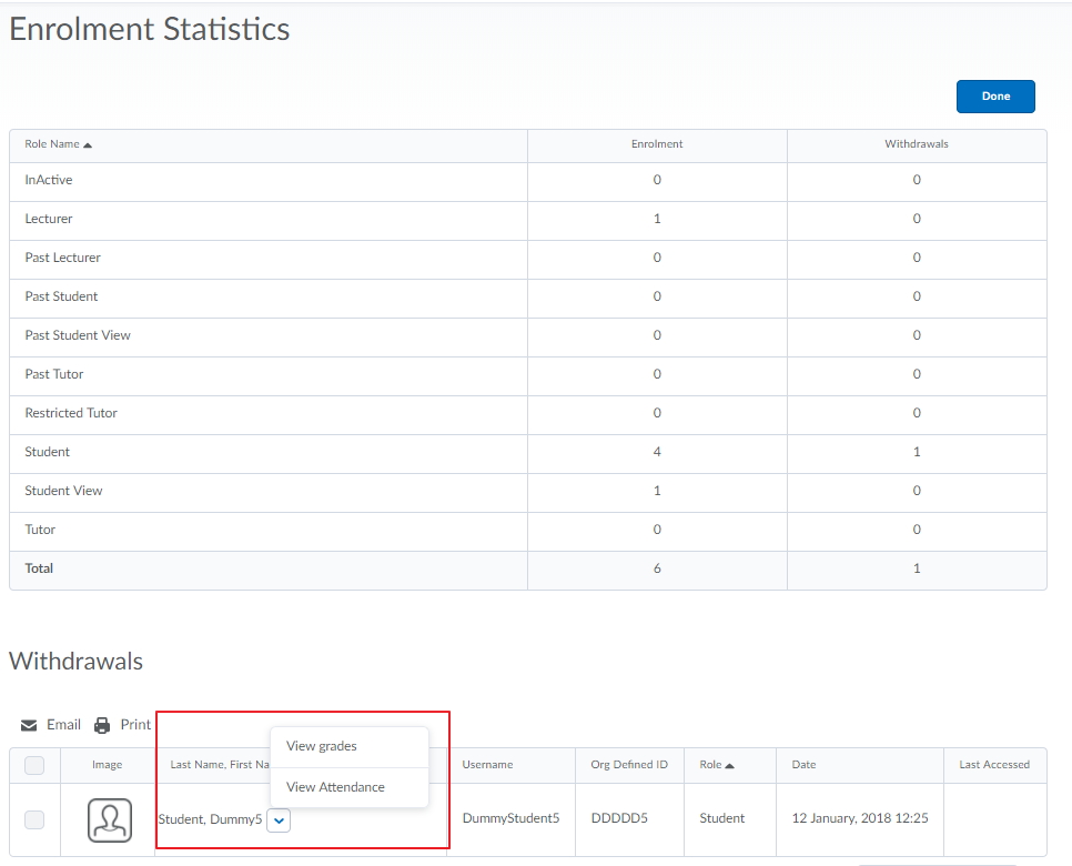 See your enrolment statistics from the classlist