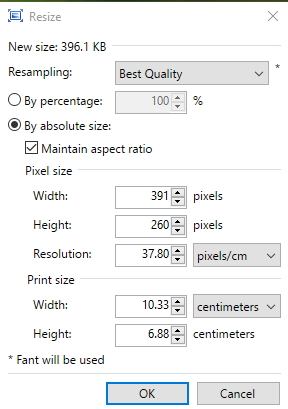 Change your image size and press OK
