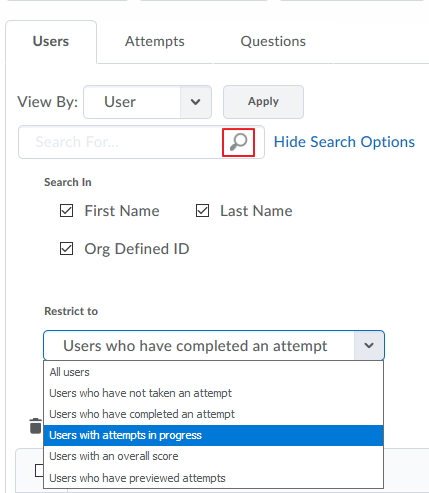 Search for users with an attempt in progress
