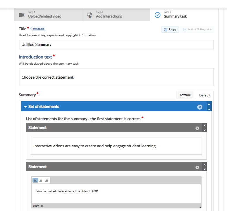 Add a Summary statement