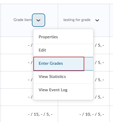 Select Enter grades