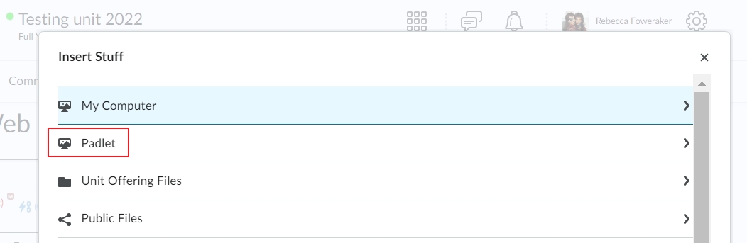 Select Padlet