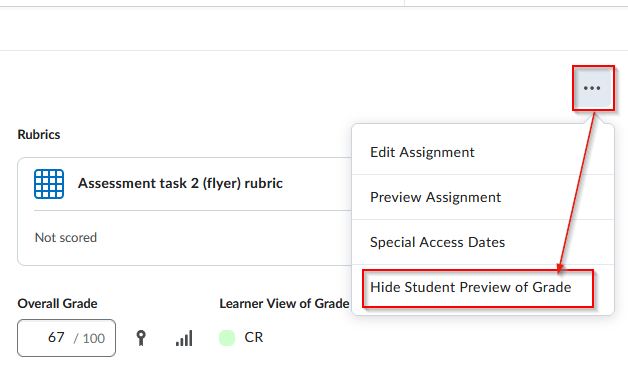 Ability to hide the Student preview of grade