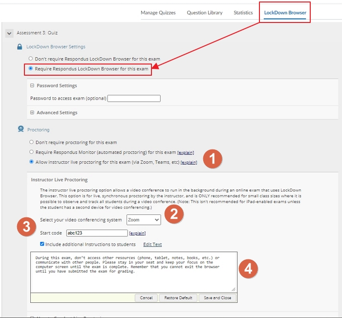 Select the Live Proctoring from within Respondus