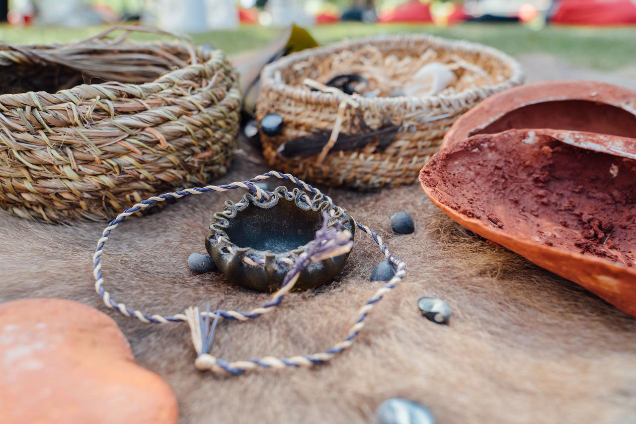 Indigenous ceremonial woven baskets