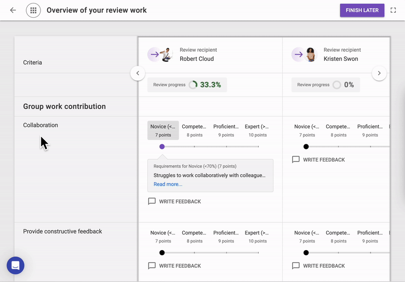 What does the Automated feedback coach look like