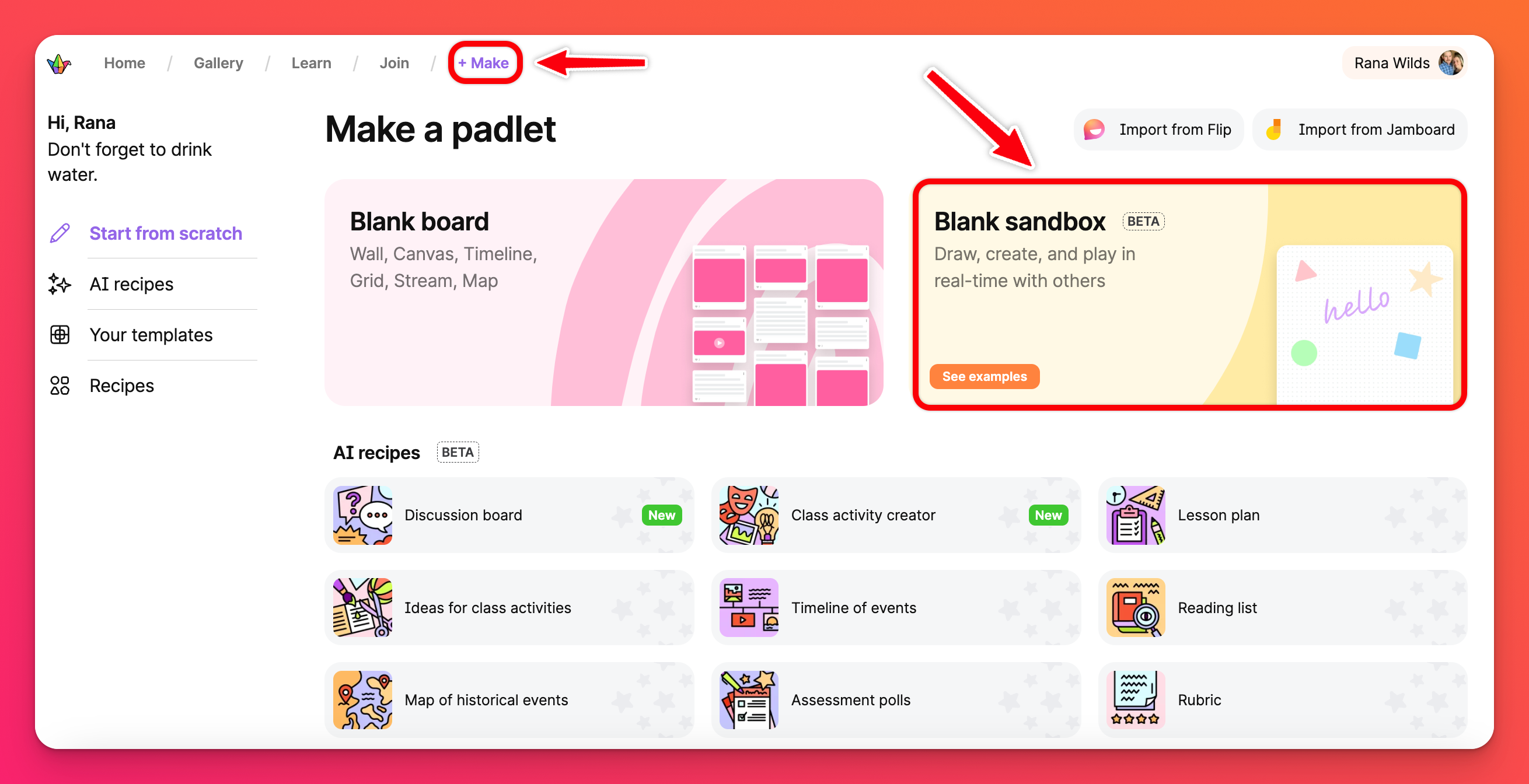 Create a sandbox