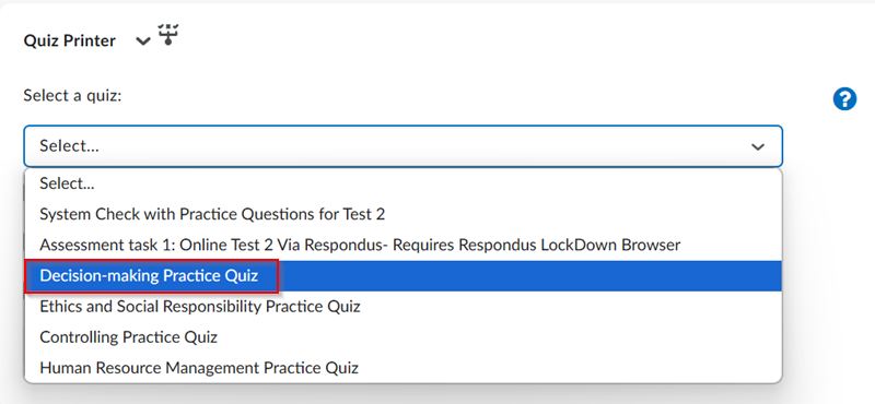 Select quiz