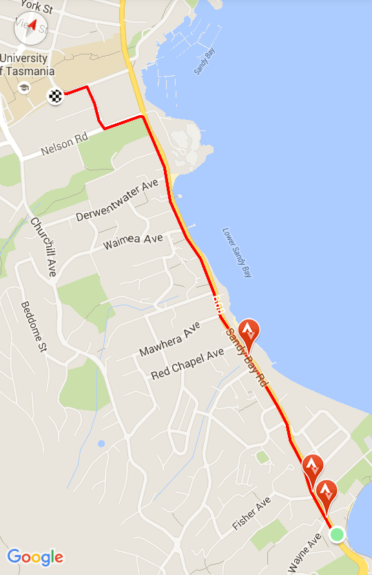 Lower Sandy Bay to Sandy Bay Campus Map
