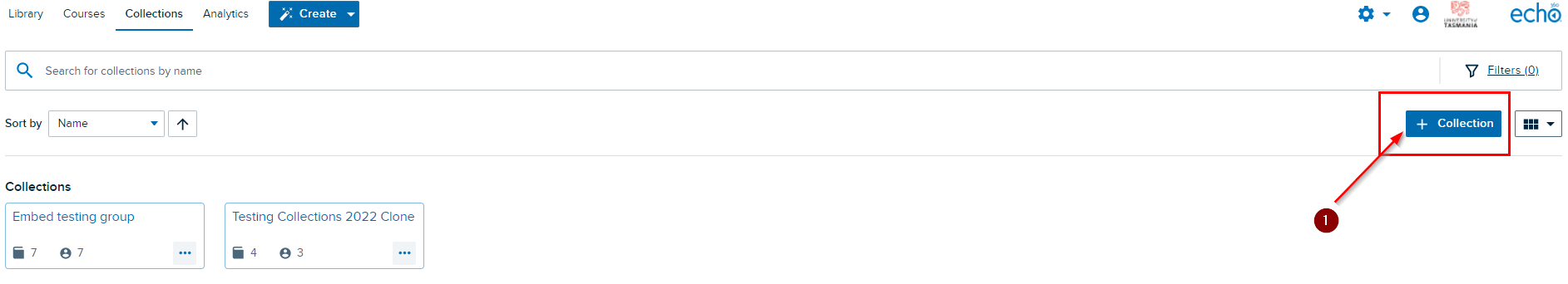 Clicking add collection button