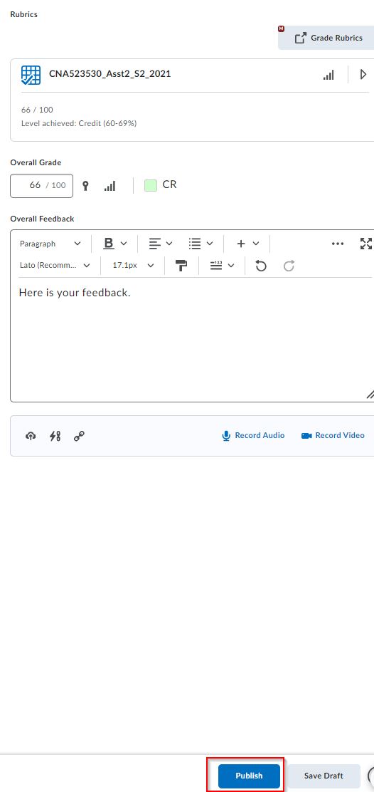 Publish feedback