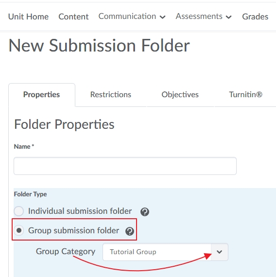 Choose group folder and choose your group category
