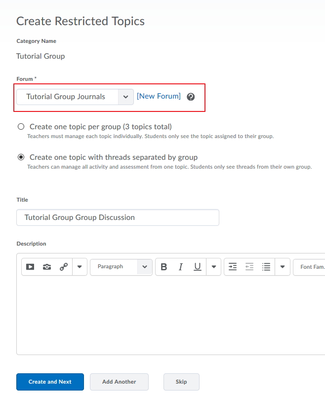 Create your forum or choose an exisiting one