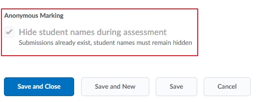 Anonymous marking with submissions