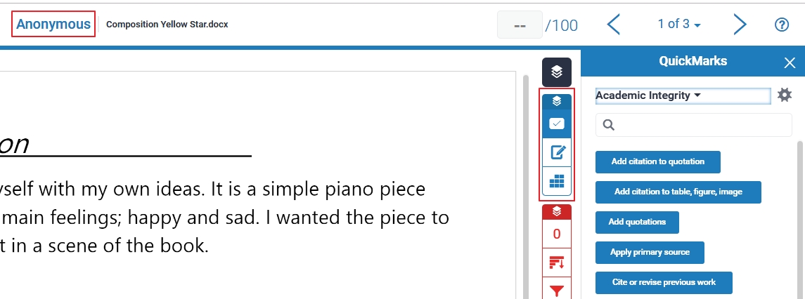 Anonymous marking in Turnitin