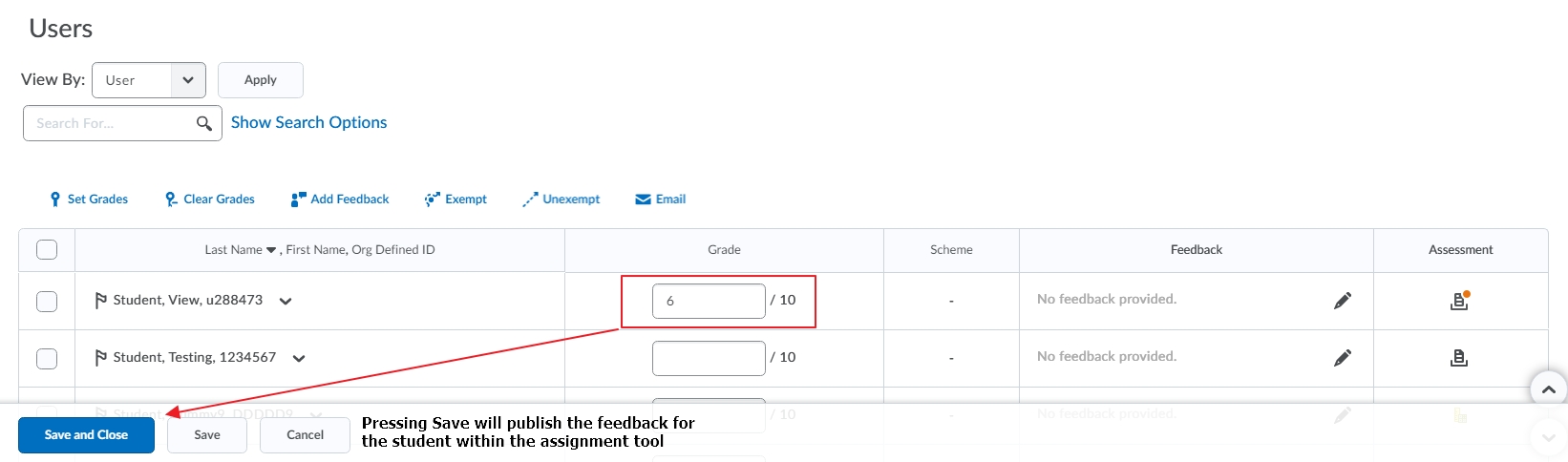 Saving Grade items will publish assignment