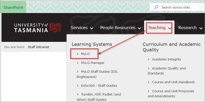 MyLO access from intranet