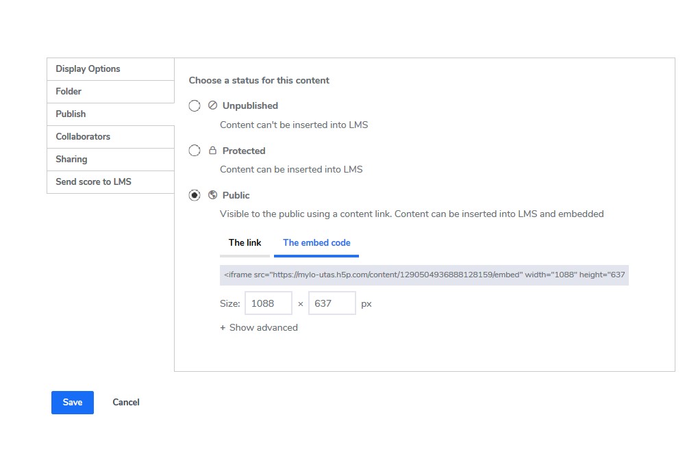Copy the Embed code