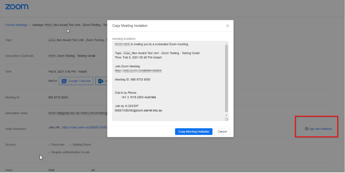 Zoom Meeting Invitation