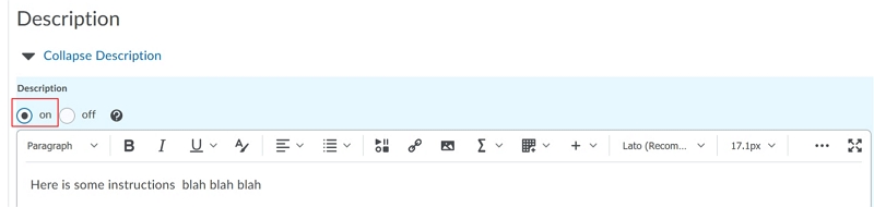 ensure that your description is on
