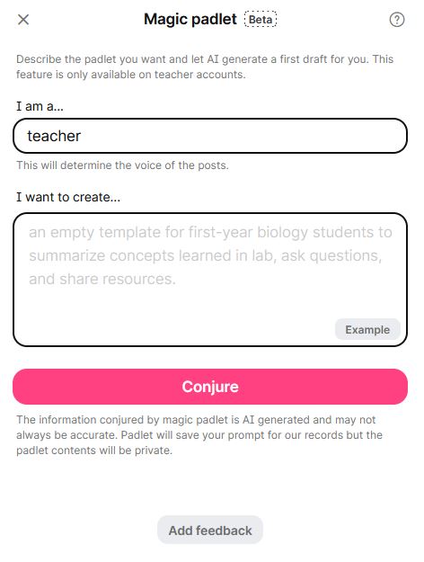 Magic Padlet prompt