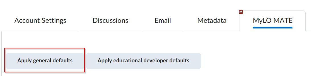 Apply default settings