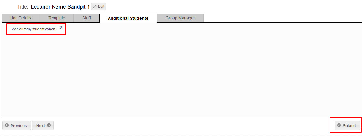 Add your dummy cohort and submit your request
