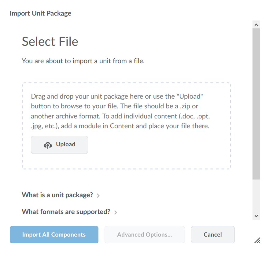 Upload your zip file