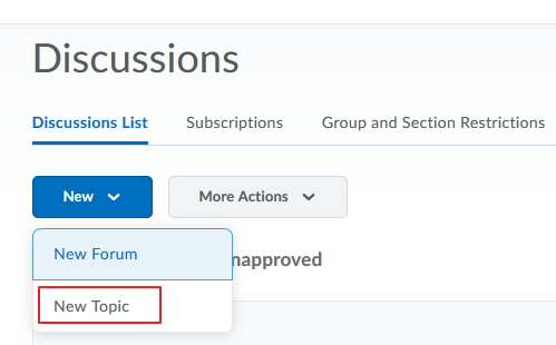 Choose to create a new topic