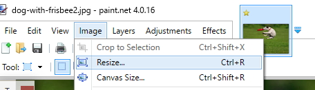 Select resize image