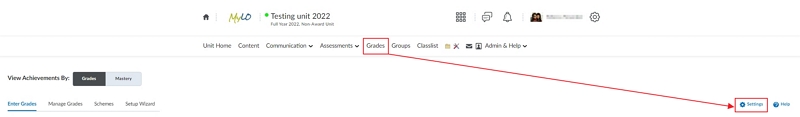 Select Grade settings