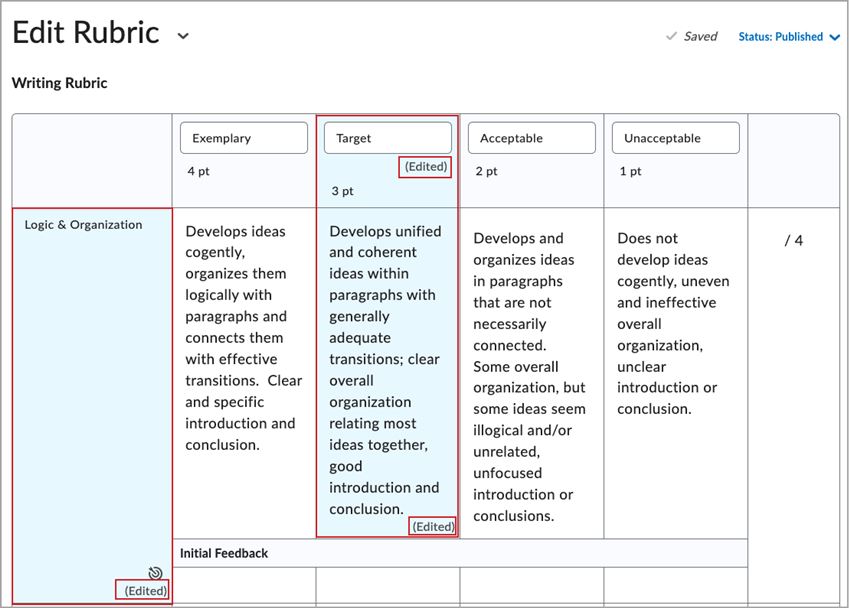 edited rubric