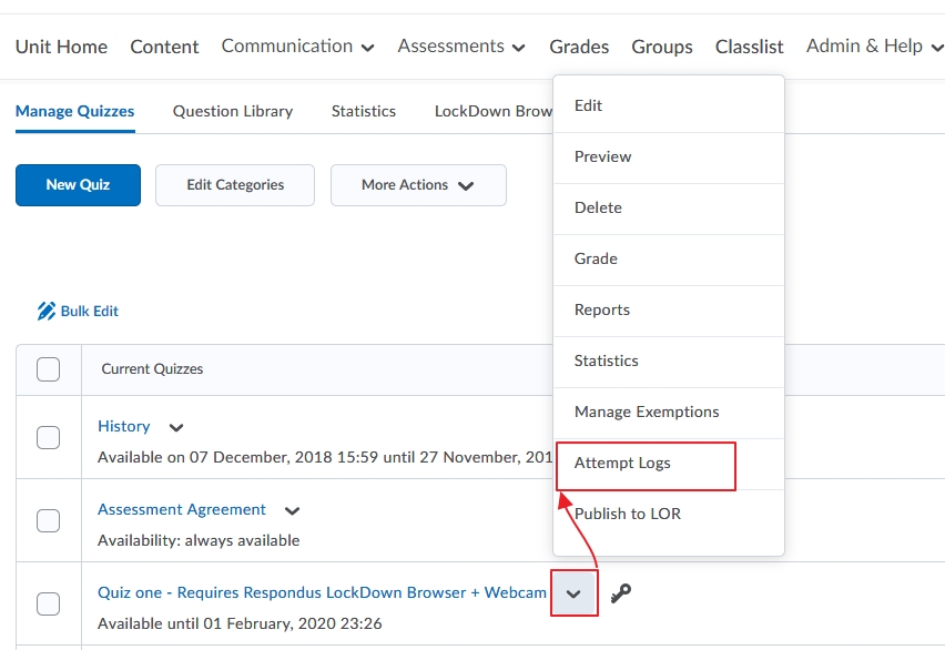 Select Attempt Logs