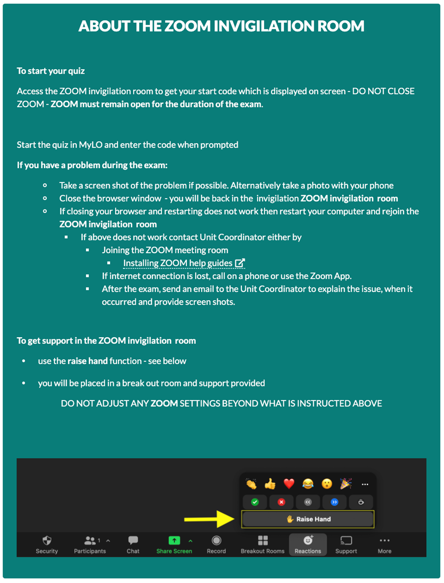 Zoom information for students